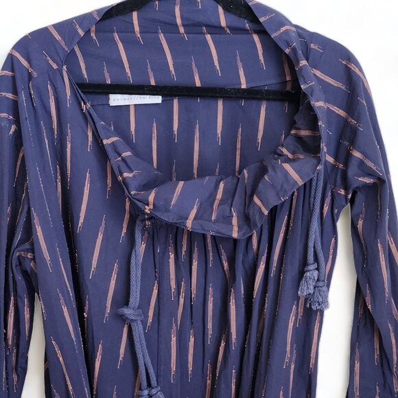 Palmer Harding Women's Blue Linen Striped Courage Midi Dress Size 8 Lagenlook - Picture 7 of 16
